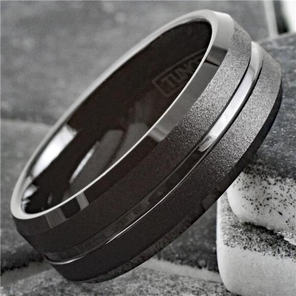 Men's Wedding Band Rings - Black Classic Comfort Fit for Men and Women - Picture 3 of 11